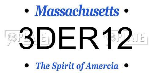 3DER12 Massachusetts License Plate