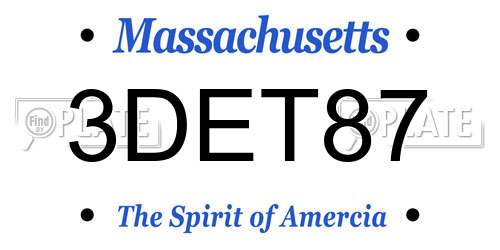 3DET87 Massachusetts License Plate