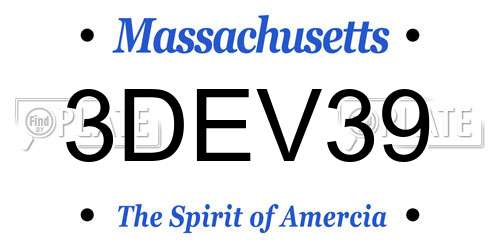 3DEV39 Massachusetts License Plate