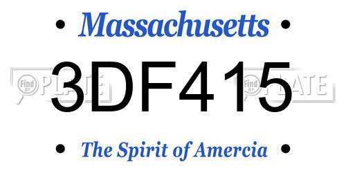 3DF415 Massachusetts License Plate