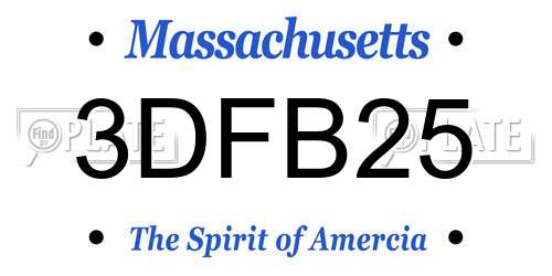 3DFB25 Massachusetts License Plate