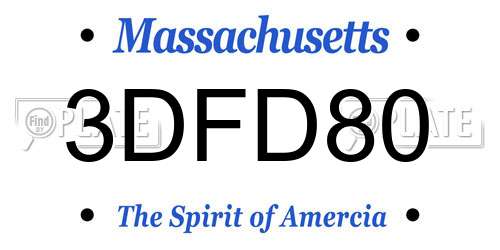3DFD80 Massachusetts License Plate