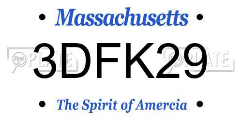 3DFK29 Massachusetts License Plate