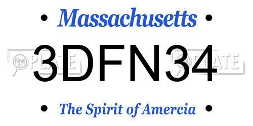 3DFN34 Massachusetts License Plate