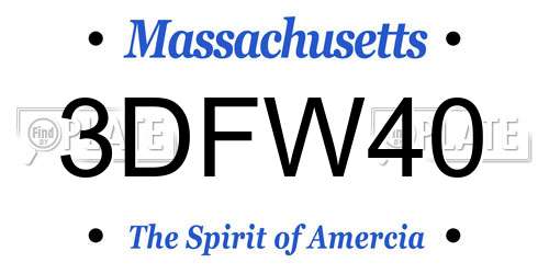3DFW40 Massachusetts License Plate