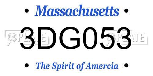 3DG053 Massachusetts License Plate
