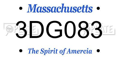 3DG083 Massachusetts License Plate