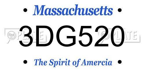 3DG520 Massachusetts License Plate