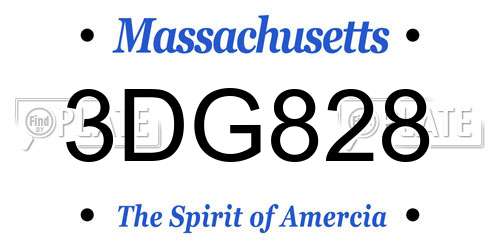 3DG828 Massachusetts License Plate