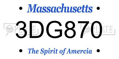 3DG870 Massachusetts License Plate