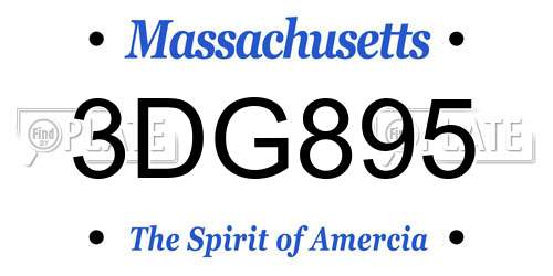 3DG895 Massachusetts License Plate