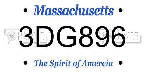 3DG896 Massachusetts License Plate