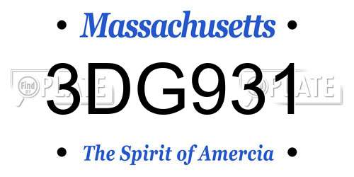 3DG931 Massachusetts License Plate