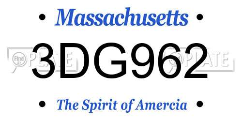 3DG962 Massachusetts License Plate