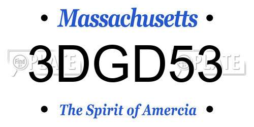 3DGD53 Massachusetts License Plate