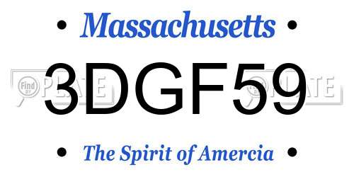 3DGF59 Massachusetts License Plate