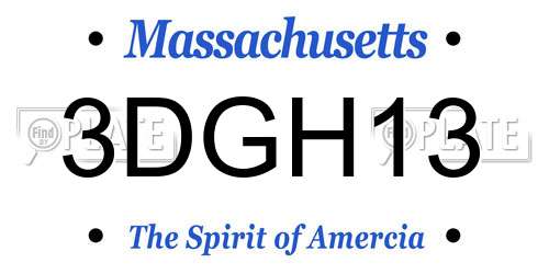 3DGH13 Massachusetts License Plate