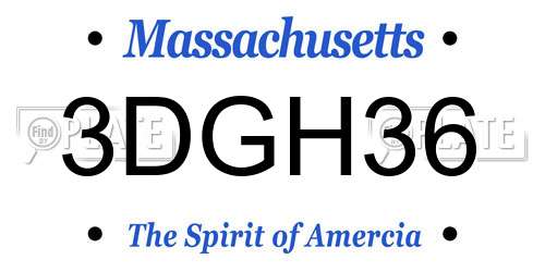 3DGH36 Massachusetts License Plate