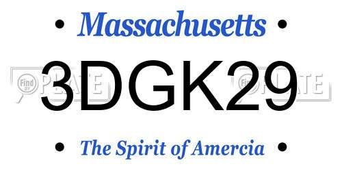 3DGK29 Massachusetts License Plate