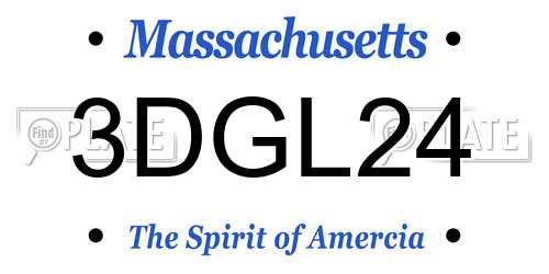 3DGL24 Massachusetts License Plate