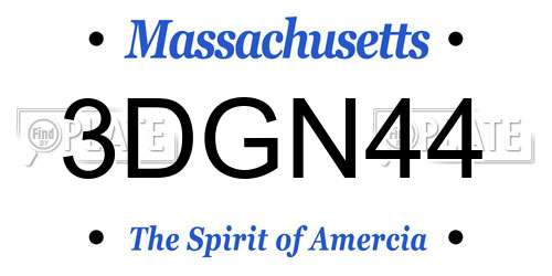 3DGN44 Massachusetts License Plate