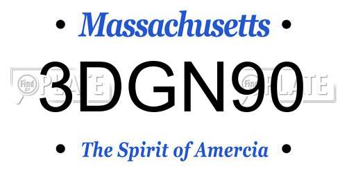 3DGN90 Massachusetts License Plate