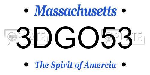 3DGO53 Massachusetts License Plate