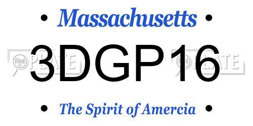 3DGP16 Massachusetts License Plate