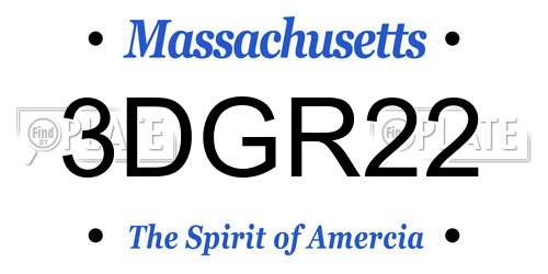 3DGR22 Massachusetts License Plate