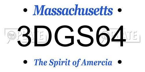 3DGS64 Massachusetts License Plate