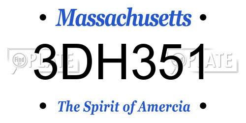 3DH351 Massachusetts License Plate