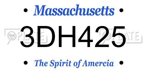 3DH425 Massachusetts License Plate