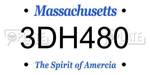 3DH480 Massachusetts License Plate