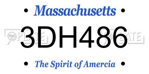 3DH486 Massachusetts License Plate