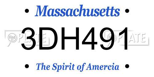 3DH491 Massachusetts License Plate