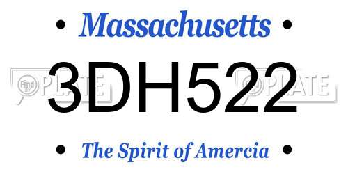 3DH522 Massachusetts License Plate