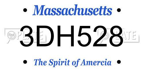 3DH528 Massachusetts License Plate