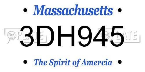 3DH945 Massachusetts License Plate