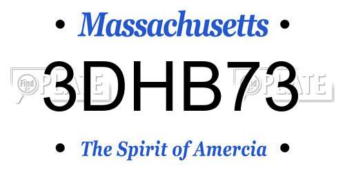 3DHB73 Massachusetts License Plate