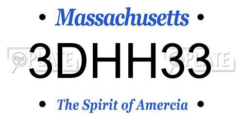 3DHH33 Massachusetts License Plate