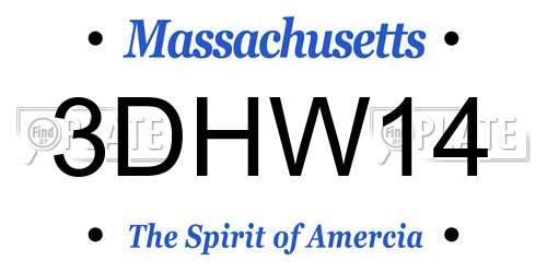 3DHW14 Massachusetts License Plate