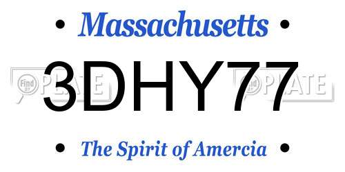 3DHY77 Massachusetts License Plate
