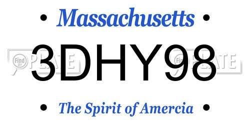 3DHY98 Massachusetts License Plate