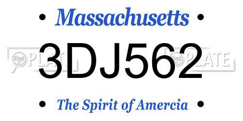 3DJ562 Massachusetts License Plate