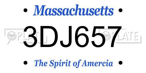3DJ657 Massachusetts License Plate
