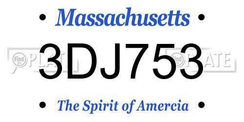 3DJ753 Massachusetts License Plate