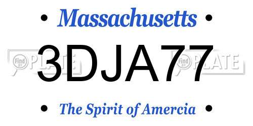3DJA77 Massachusetts License Plate