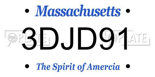 3DJD91 Massachusetts License Plate