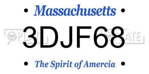 3DJF68 Massachusetts License Plate