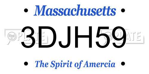 3DJH59 Massachusetts License Plate